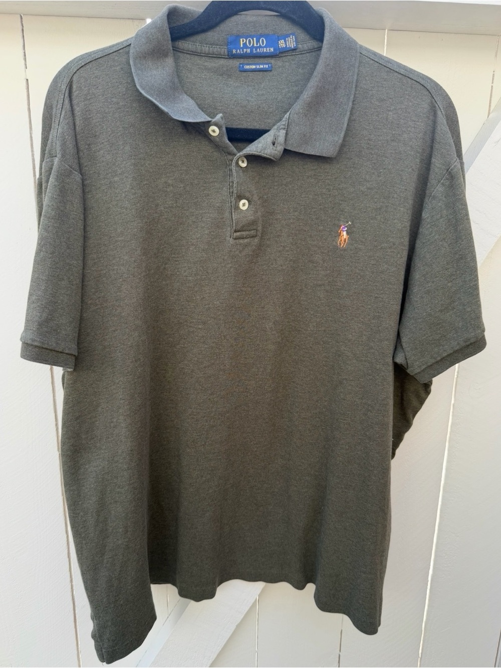 Polo Ralph Lauren Men's Olive Green Polo with brown Embroidered Pony mens XXL